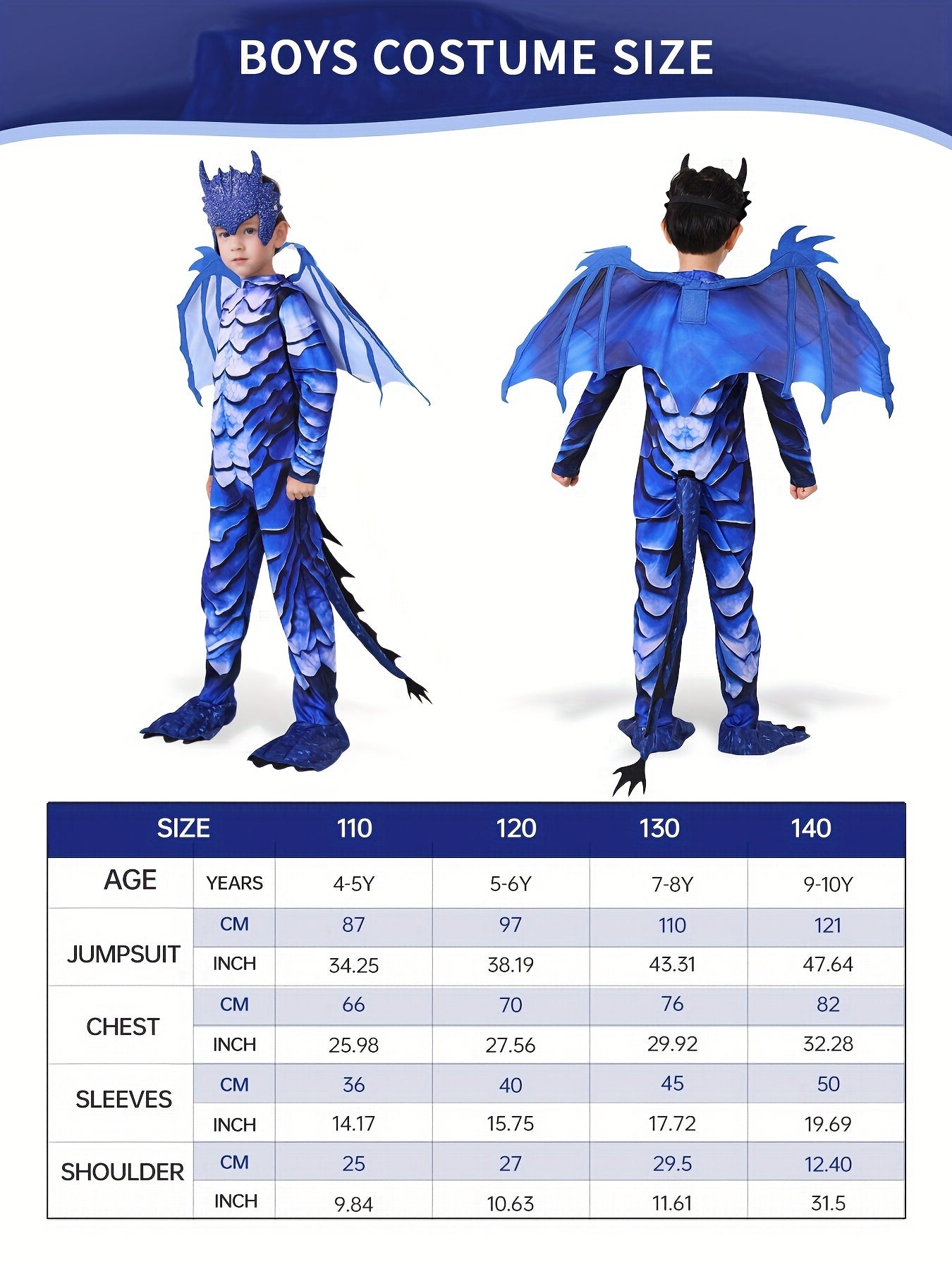 Boys Dragon Clothes, Dragon Wings And Mask For Halloween Parties