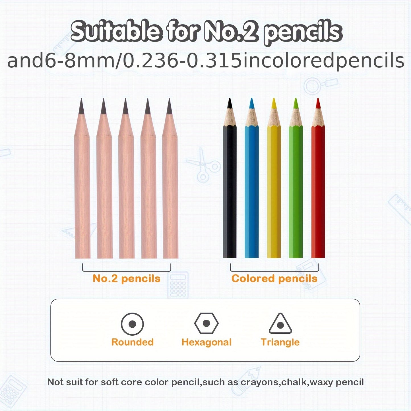 Heavy-Duty Electric Pencil Sharpener with Spiral Blade - Automatic, Battery-Powered for No. 2 (6-8mm) Pencils & Colored Pencils - Ideal for School, Office, Home Use - Blue (Batteries Not Included)