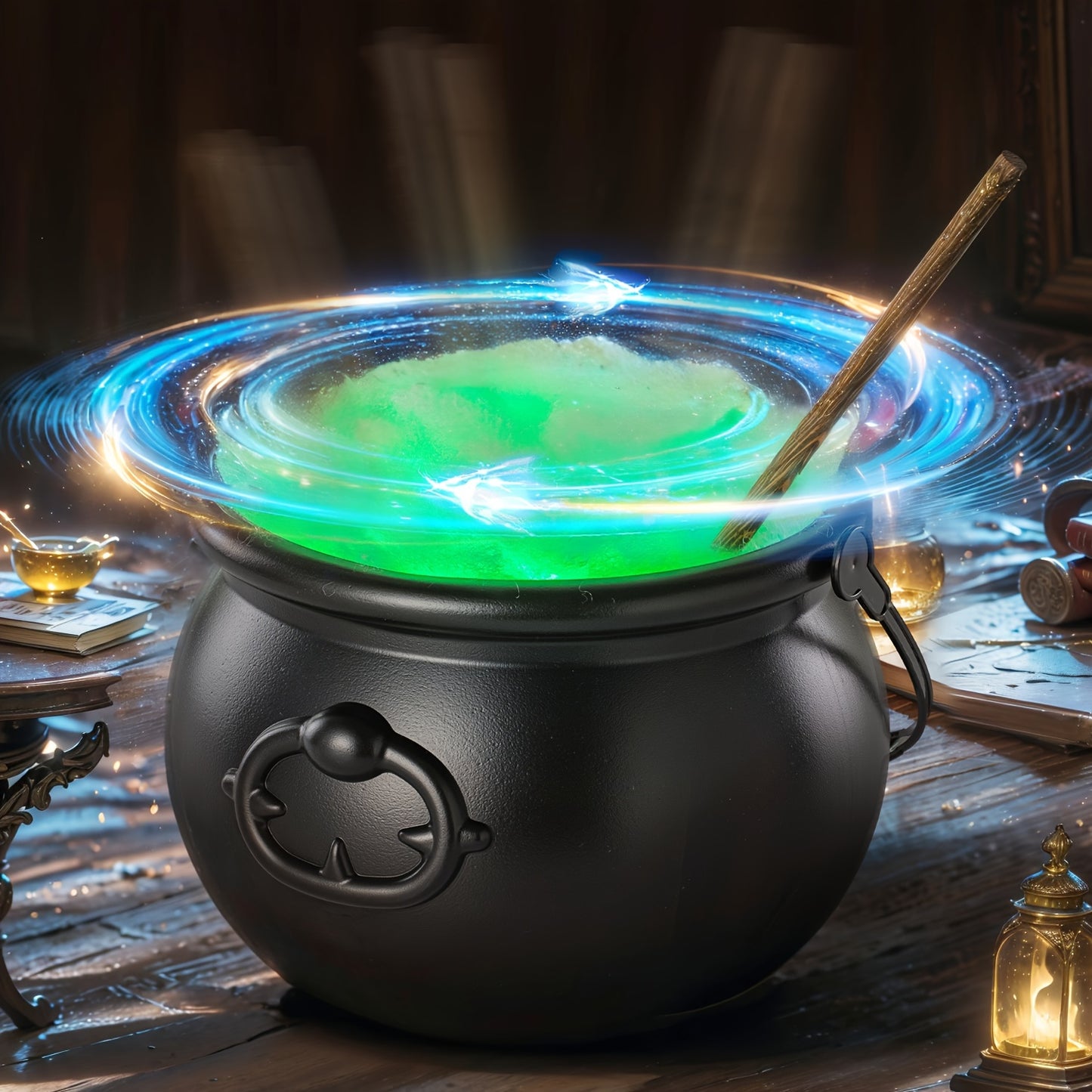 Indoor Halloween Decorations - Automatic Rotating Magic Stirring Cauldron, DIY Witch Cauldron Set - Perfect For Halloween Party Table And Home Kitchen Decor.