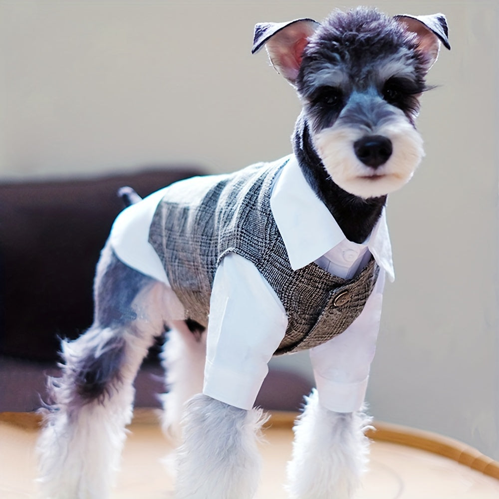 Chic Pet Wedding Vest for Small to Medium Dogs - All-Season Polyester, Button Closure, Shirt Not Included