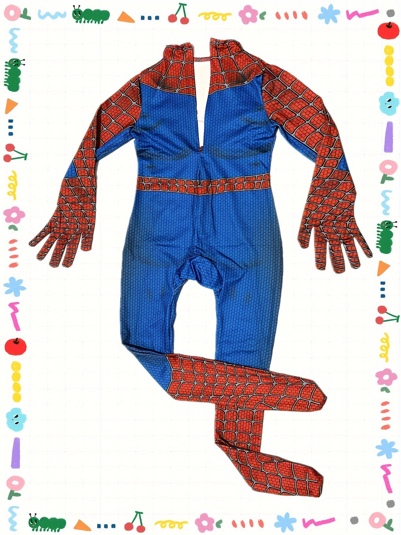 Boy's Color Blocking Web Pattern Zip-up Imitation Hero Suit, Perfect For Birthday, Halloween And Carnival Party Playing & Performance