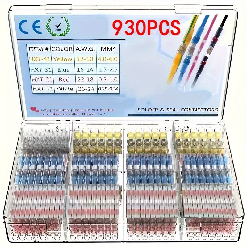 930pcs Heat Shrink Solder Butt Connectors, Ultimate Solder Connector Kit, Waterproof connectors.