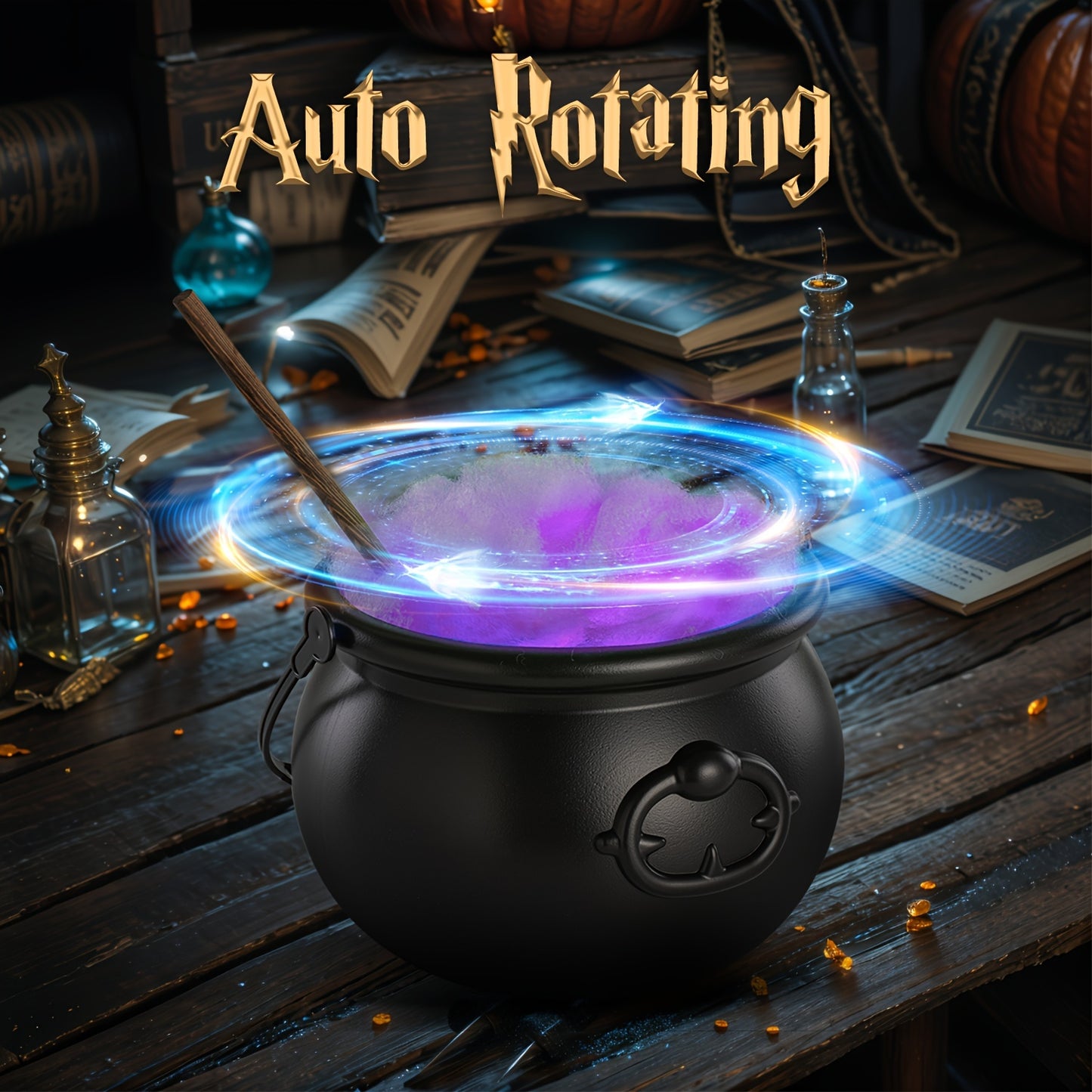 Indoor Halloween Decorations - Automatic Rotating Magic Stirring Cauldron, DIY Witch Cauldron Set - Perfect For Halloween Party Table And Home Kitchen Decor.