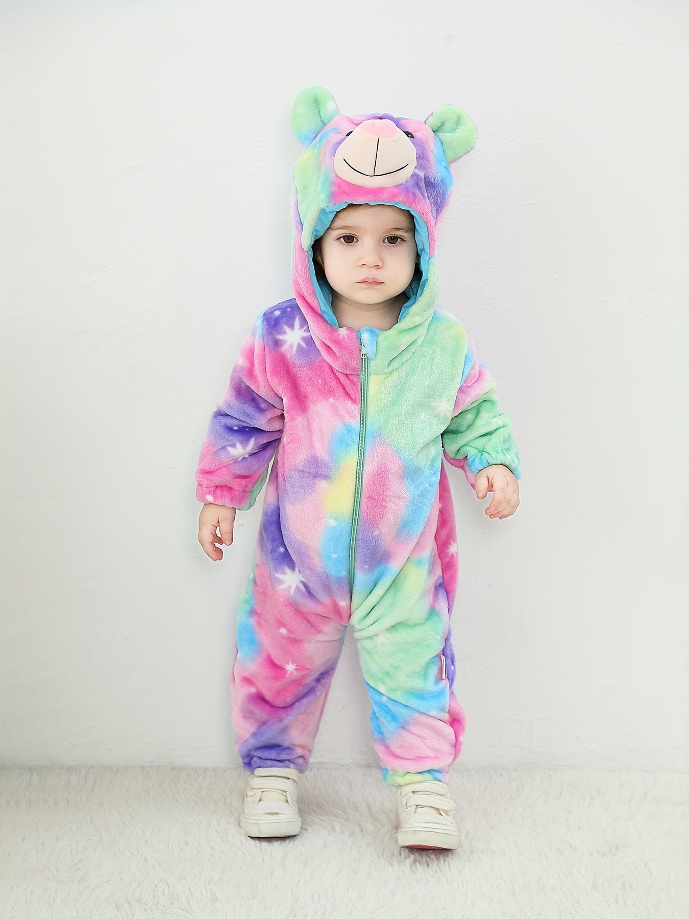 Cute Little Monster Hooded Bodysuit for Toddler Boys & Girls, Zip-Up Party Cosplay Jumpsuit