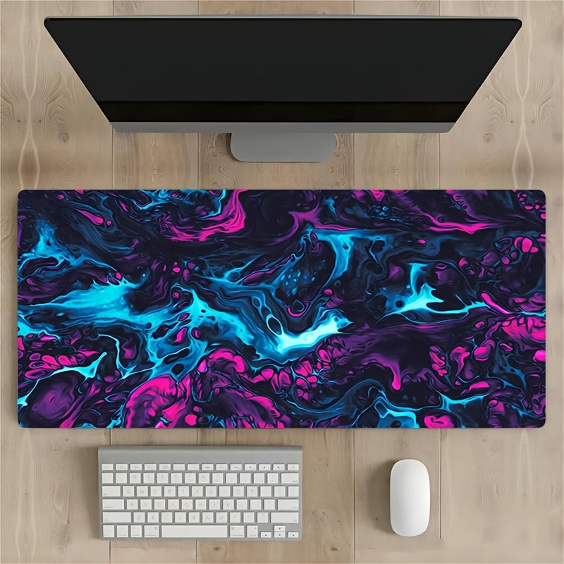 Blue Purple Fluid Large Gaming Mousepad Computer HD Keyboard Pad Mousepad Desktop Pad Natural Rubber Non-slip Office Mousepad Desktop Accessories, Games, Office, Home, Gift For Your Friends