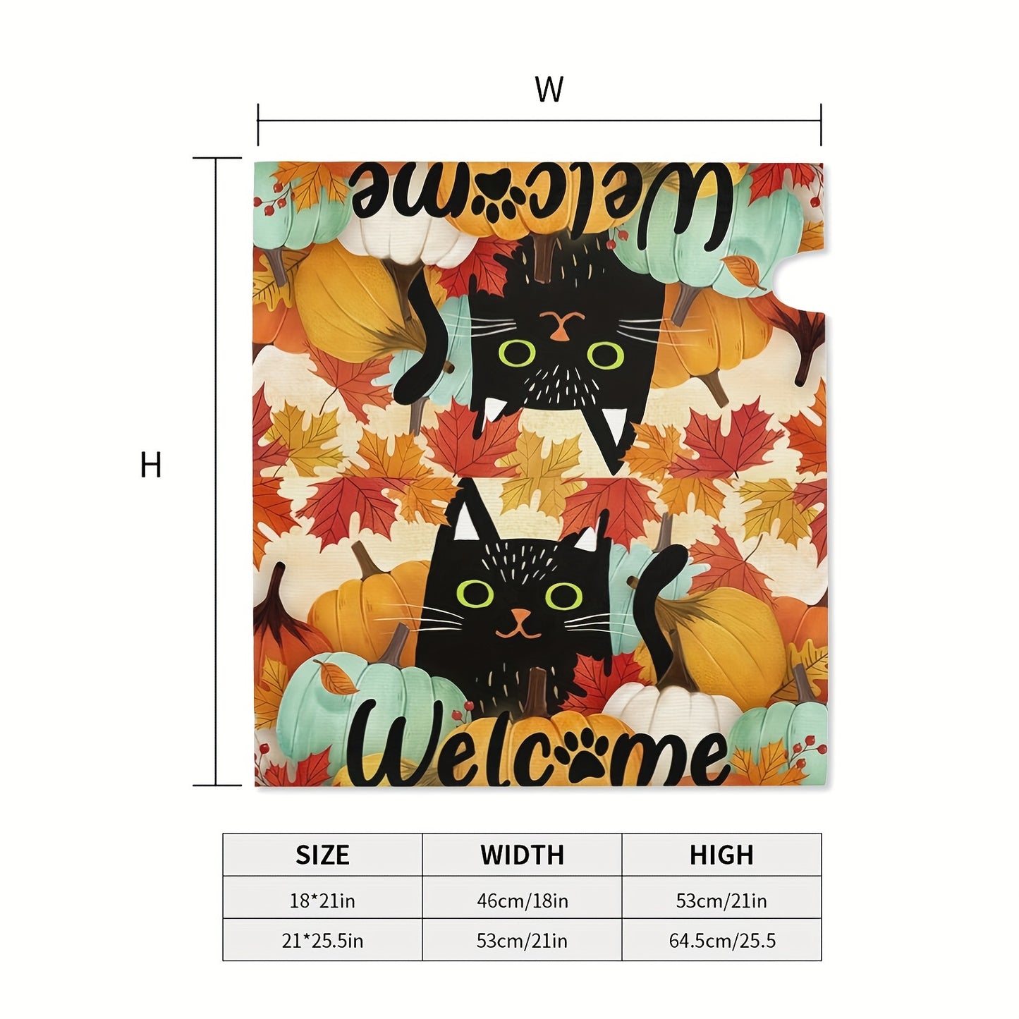 Autumn Black Cat Mailbox Cover with Pumpkin and Maple Leaf Design, Welcome Magnetic Mailbox Wrap for Standard Size, Outdoor Thanksgiving Farmhouse Decor, Easy Install, 21"x18" - 1pc