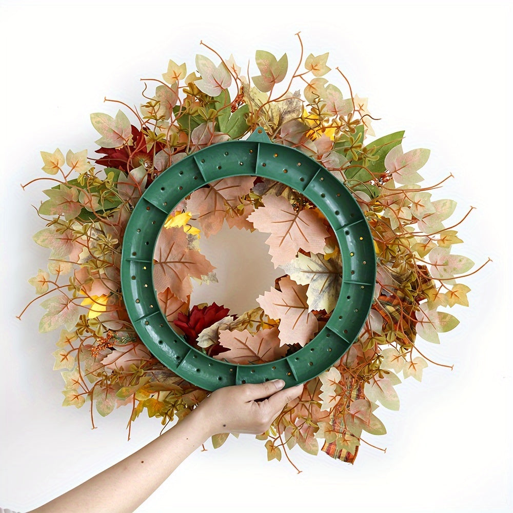 Autumn Harvest Wreath: Classic Sunflowers and Leaves Door Decor, No Feathers, Battery-Free