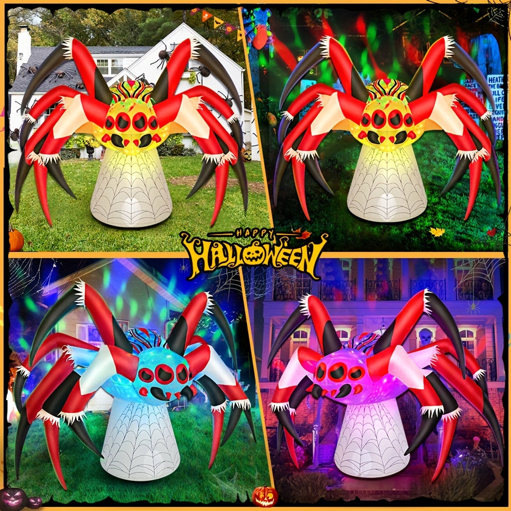 KOOY 6FT Halloween Inflatables Spider Decoration With Magic Led Light Up Halloween Inflatables Outdoor Decorations Blow Up Inflatables For Halloween Holiday Party Lawn Yard Outside Garden Decor