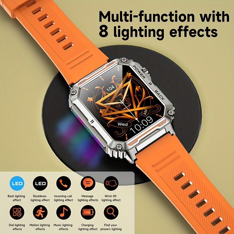 A men's smartwatch with LED lights, wireless call (dial/answer) GPS tracking, multiple sports modes, weather, music. Suitable for both men and women's smartwatches. Festival gifts