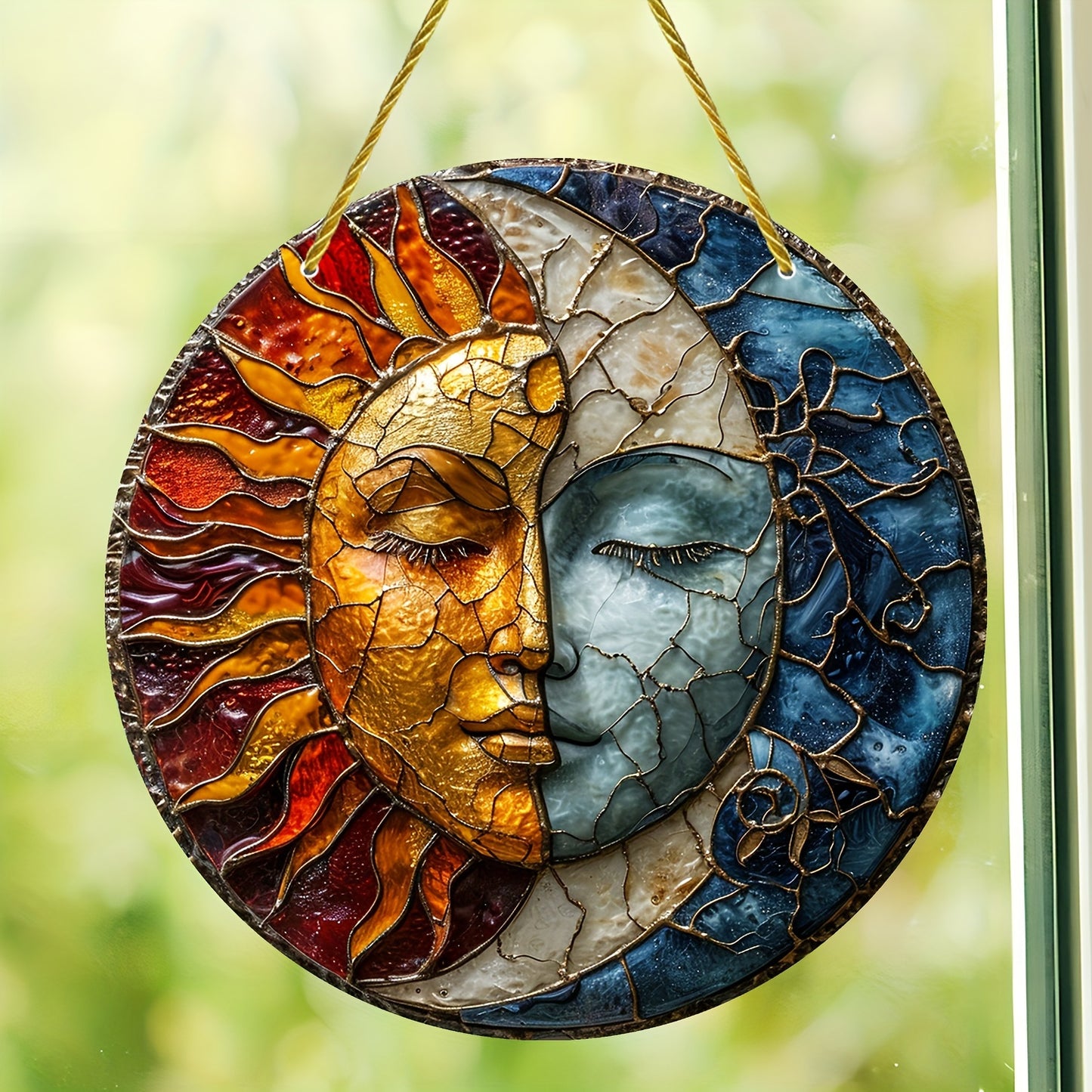 1pc, Yin Yang Sun Catcher - Stained Glass Window Hanging for Home, Garden, and Outdoor Decor - Perfect Gift for Family and Friends (5.9''x5.9''/15cm*15cm)