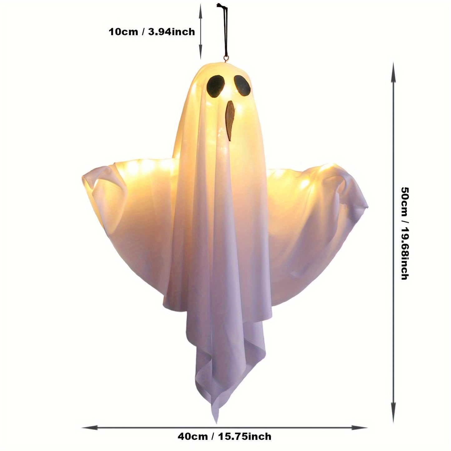 Bamda's 3pcs LED Flying Ghosts - 20" Halloween Hanging Decorations, Glow in the Dark for Outdoor & Indoor Use, Perfect for Front Yard, Porch, and Tree