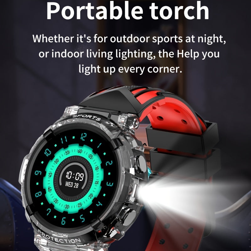 Smart Watch 1.27'' Full Touch Screen With LED Flashlight, 100+ Sport Modes, Ai Control, Games, Smart Watch For Android & IOS Phones - Perfect For Young People