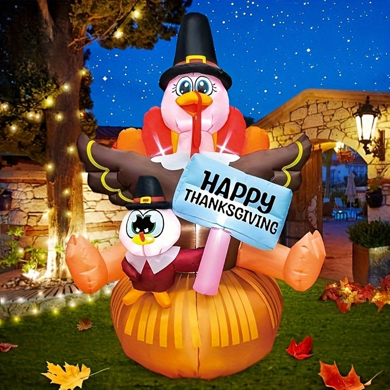 KOOY 6FT Inflatable LED Light Up Turkey For Outdoor Fall Harvest Holiday Decor