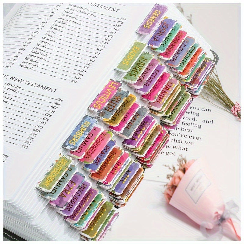 Bible Index Tabs, 75pcs Tabs, Laminated Bible Tabs For Women And Men, Bible Tabs For Study Bible, Bible Indexing Tabs Old & New, Floral Theme Golden Foil, Easy To Read And Apply Bible Journaling Tabs