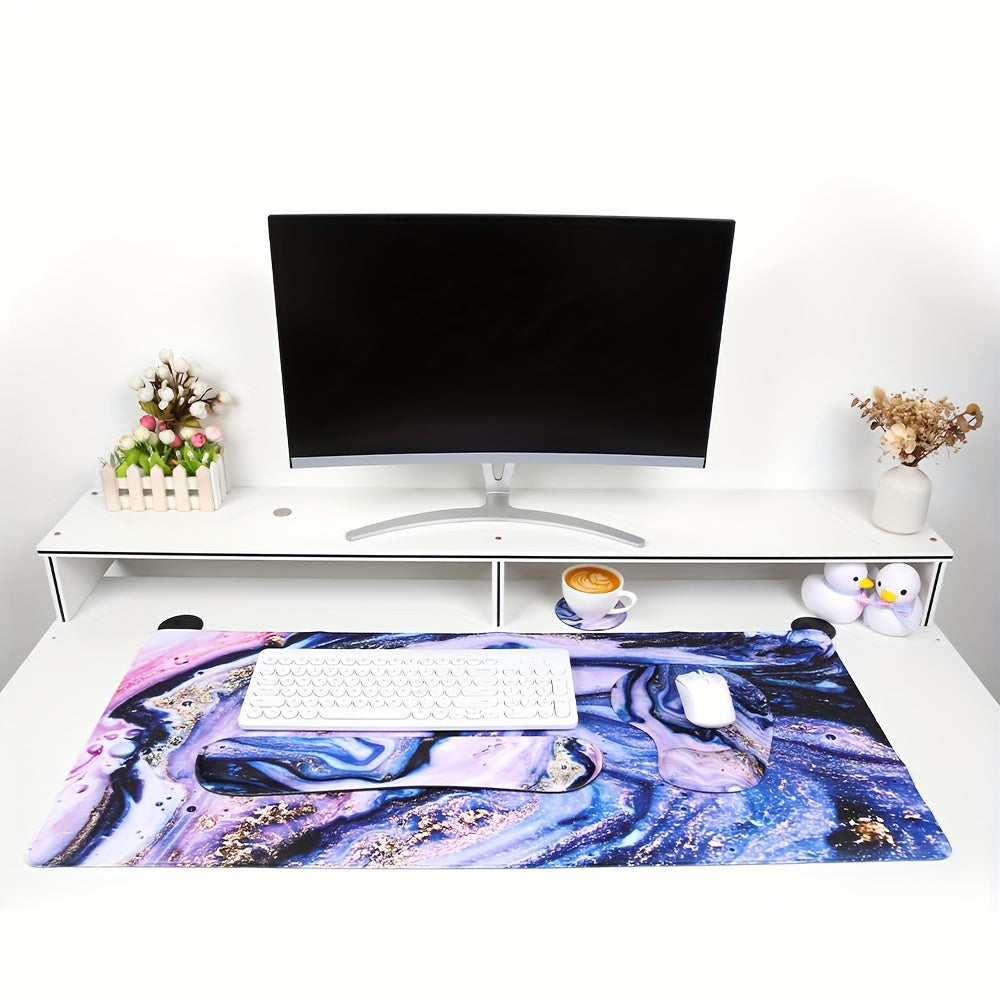 Marble Print Gaming Mouse Pad Cool Style Print Mousepad Large Laptop Keyboard Non-Slip Rubber Base Edges for Home Office