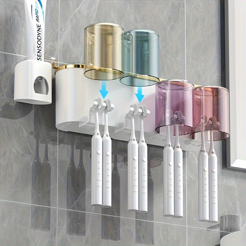 Creative Wall Mount Automatic Toothpaste Dispenser Bathroom Accessories Waterproof Lazy Toothpaste Squeezer Toothbrush Holder