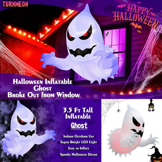 Ghost Horror Decoration Party Outdoor Indoor Patio Garden Decorations, Inflatable Halloween Outdoor Decorations (Blower With Battery Box And Light Strings, Batteries Not Included)