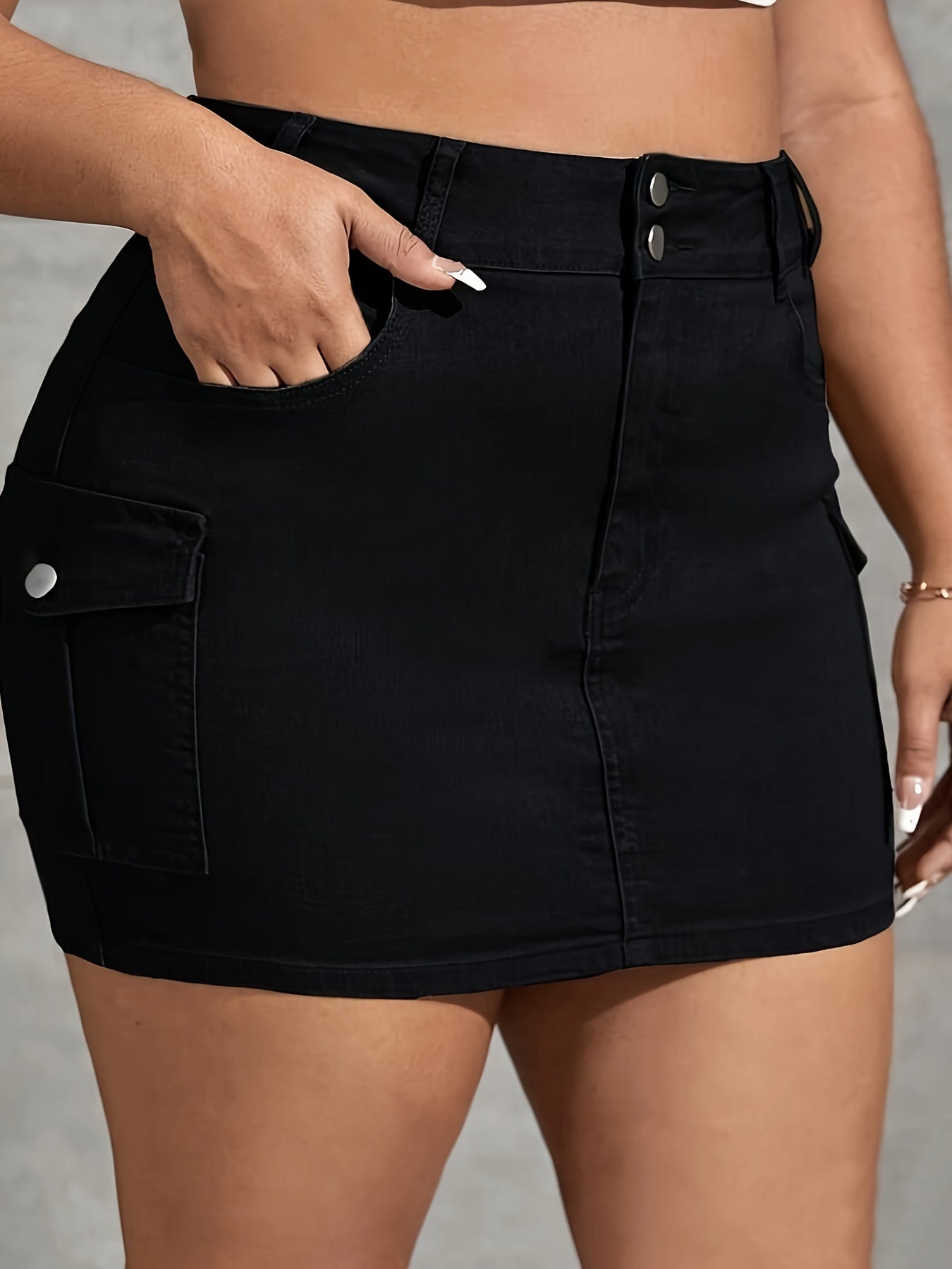 Low Waist Cargo Skirt Women Solid Button Mini Skirt With Pockets Fashion Casual Wrapped Hip A Line Skirt Y2k Girl Streetwear