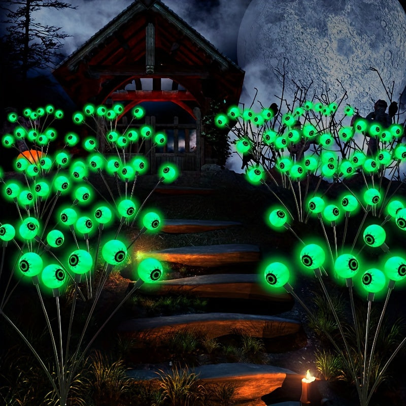 Scary Eyeballs Solar Garden Lights Halloween Decorations Outdoor Swaying Firefly with 6LED Spooky Lights Ornaments Solar Halloween Lights for Lawn, Patio, Party Decor