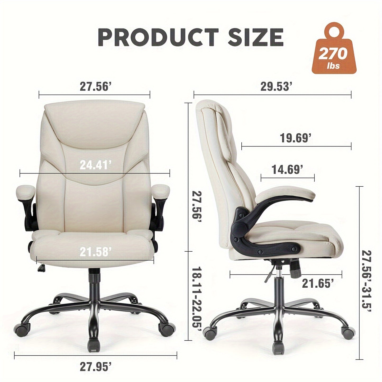 Computer Gaming Chair, Ergonomic Office Chair High Back Heavy Duty Task Desk Chair with Flip-up Arms, PU Leather