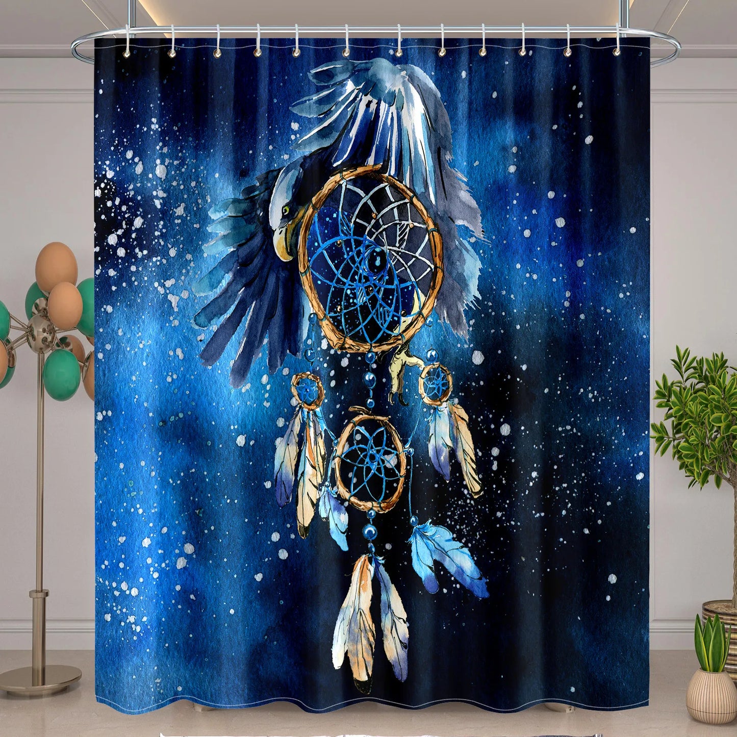 Dreamcatcher Shower Curtain Waterproof Polyester Bath Curtain With 12 Hooks Blue Bathtub Screen Garden Curtains 72x72 inch