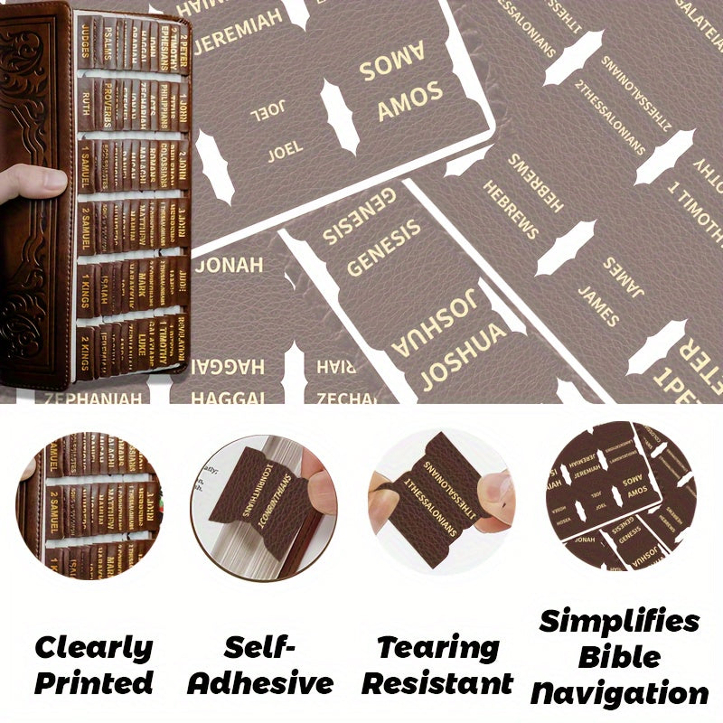 1pc Bible Tabs, Large Print Reposition Stickers, Easy To Read And Apply Bible Tabs For Women And Man (Brown )