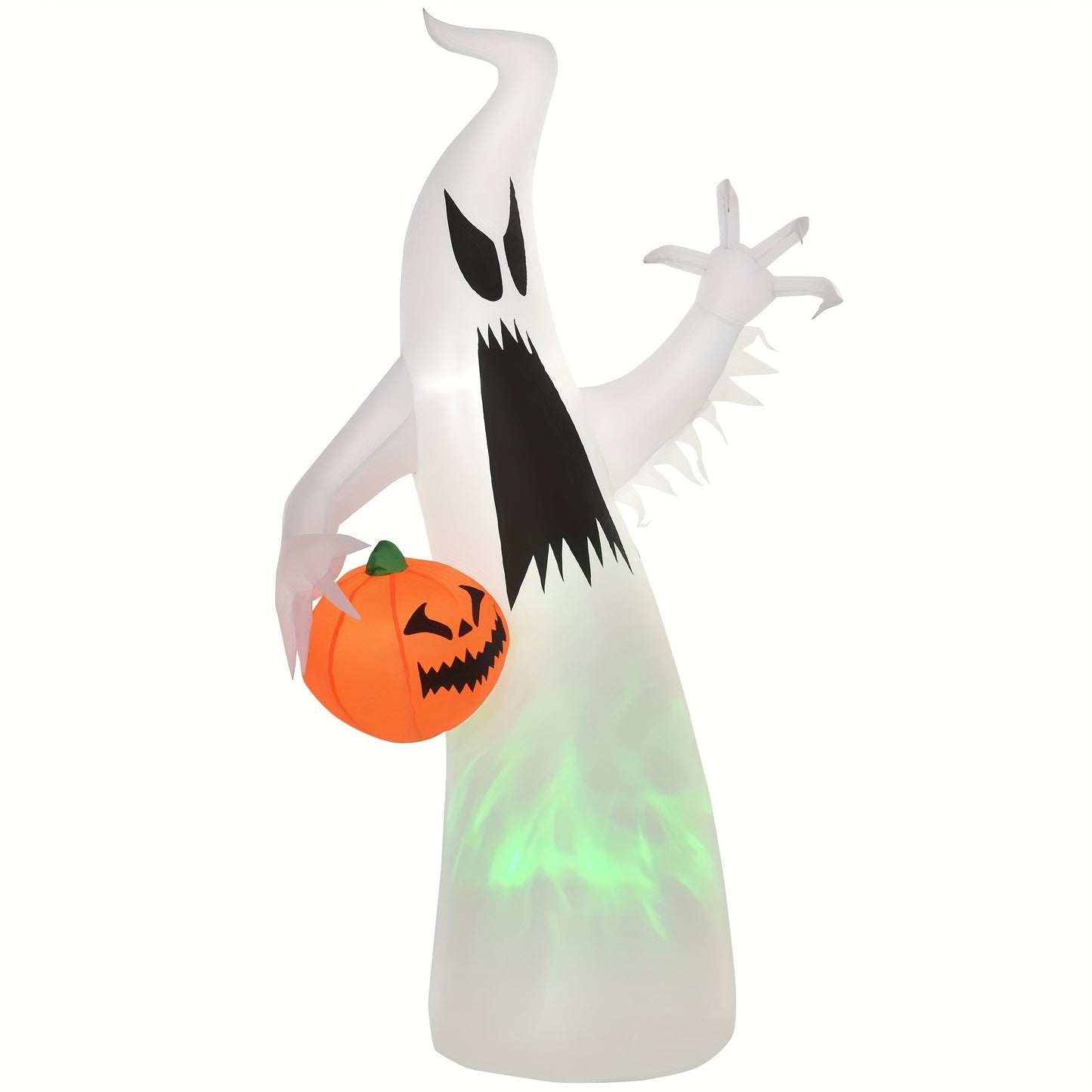 HOMCOM 5.9FT Halloween Inflatable Ghost With Pumpkin Lighted Yard Decoration Indoor Outdoor For Garden Party Holiday