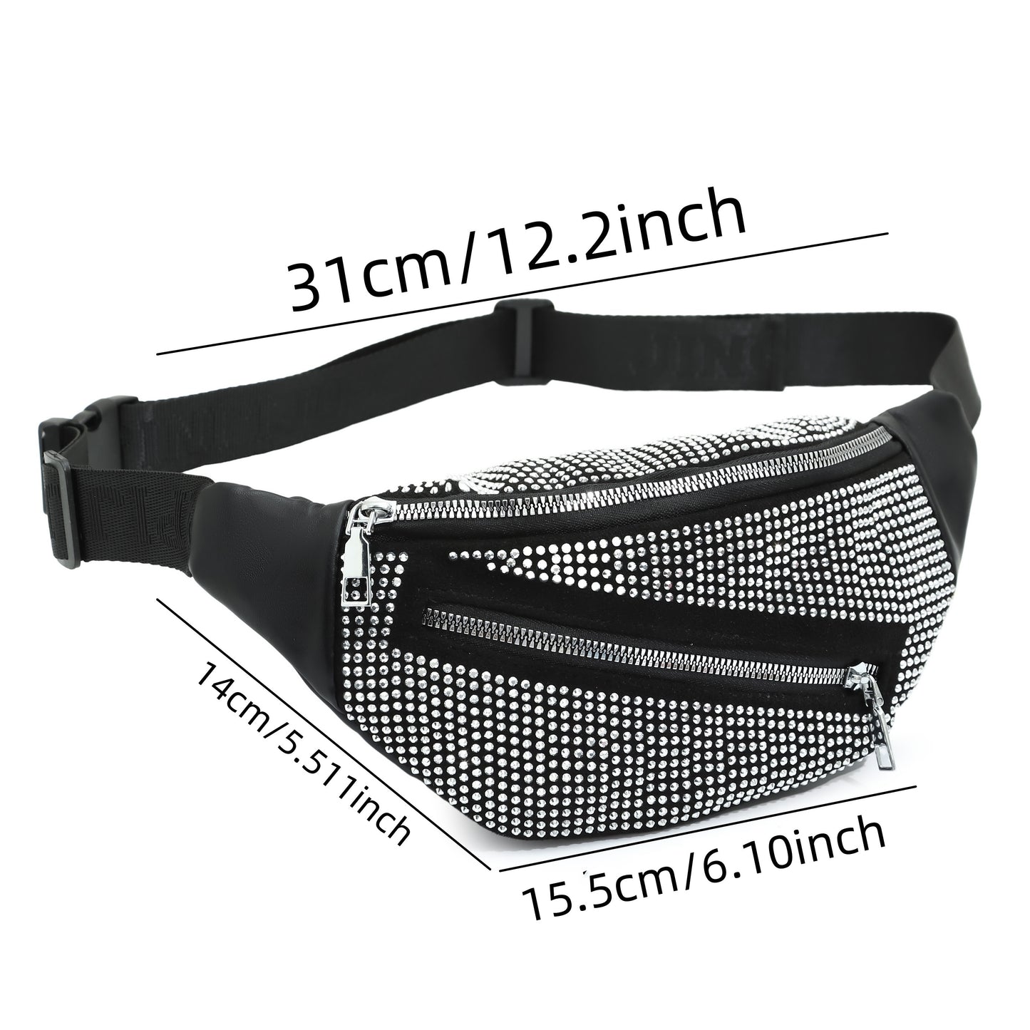 Shiny Rhinestone Waist Bag, Sparkly Street Wear Fanny Pack, Crossbody Chest Purse With Adjustable Belt For Carnaval Use And For Music Festival Bum Bag Fanny Pack