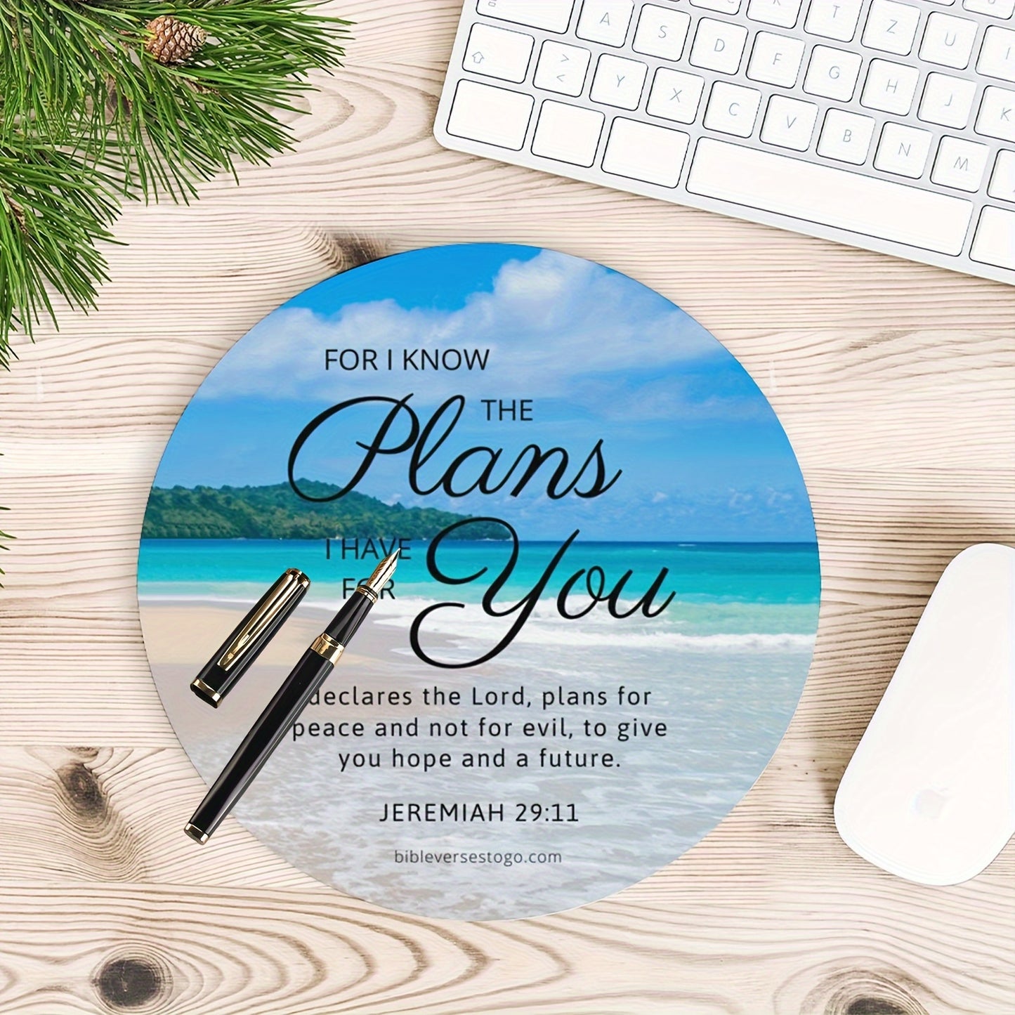 Beach-Inspired Bible Verse Mouse Pad: Jeremiah 29:11 - Personalized Office Accessory