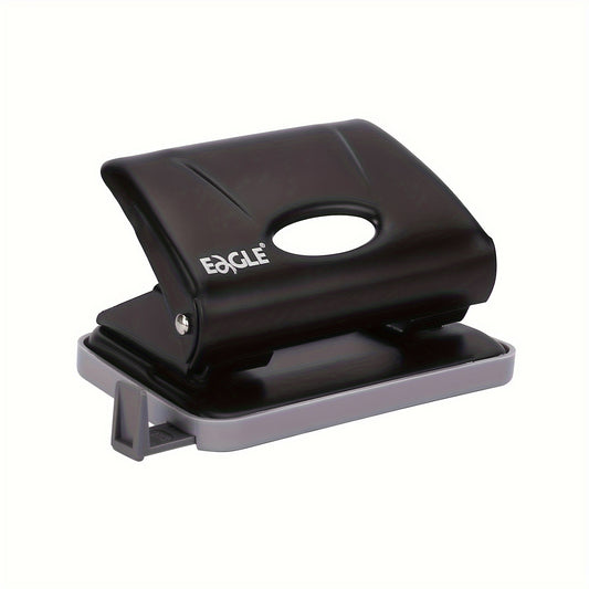 1pc Metal 2-Hole Punch, Hole Puncher With Edge Guide, 15 Sheet Punch Capacity, For School Office Binding, Black