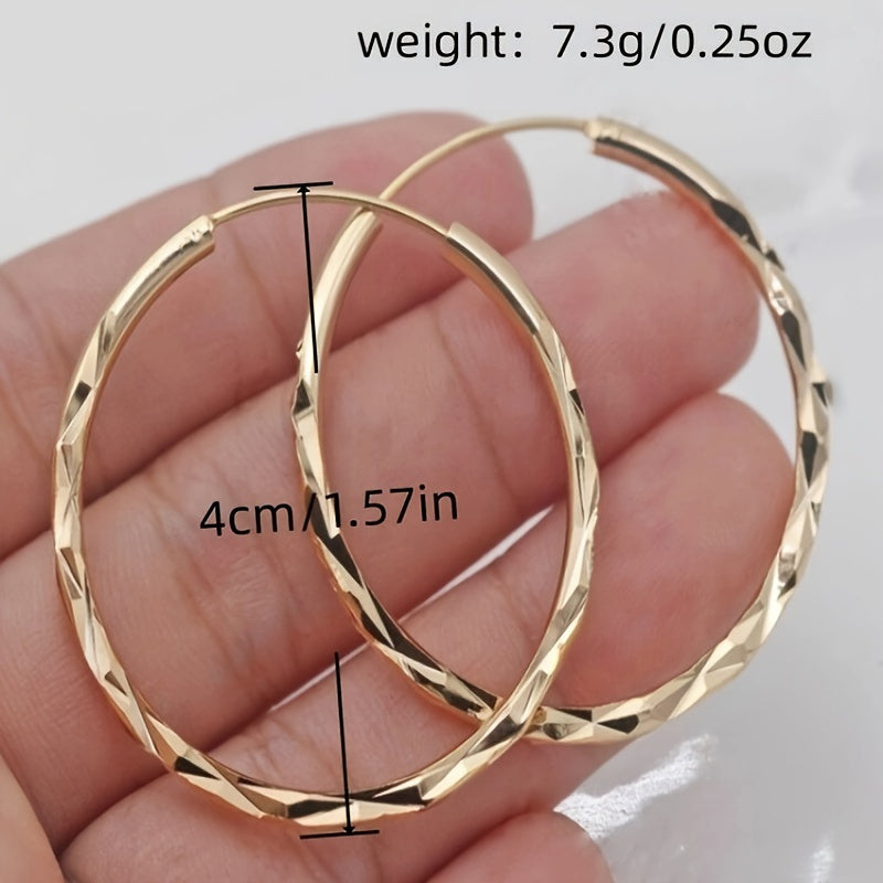 Stylish Big Circle Hoop Earrings For Women Copper Jewelry Daily Casual Round Earrings