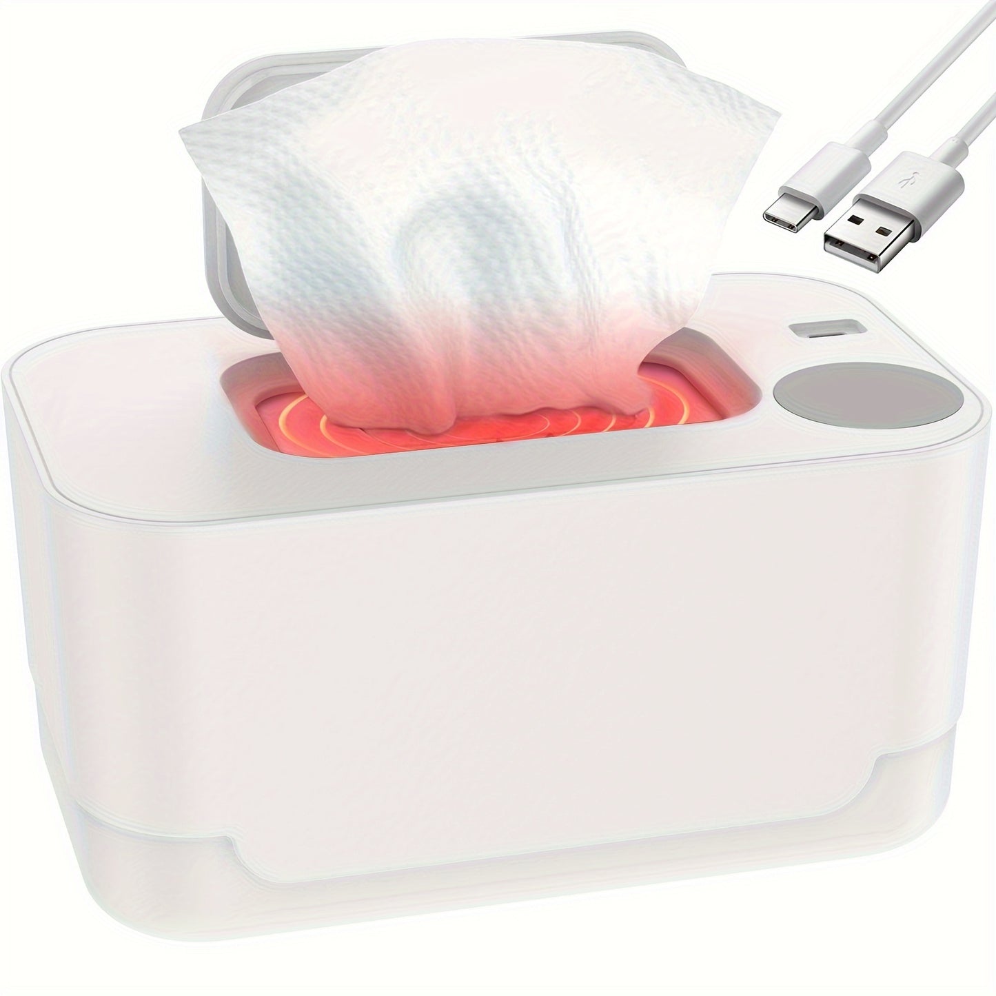 Baby Wipe Warmer Heater with LED Display Wet Towel Dispenser Portable USB Charge Baby Wipe Warmer Napkin Heating Box Home/Car