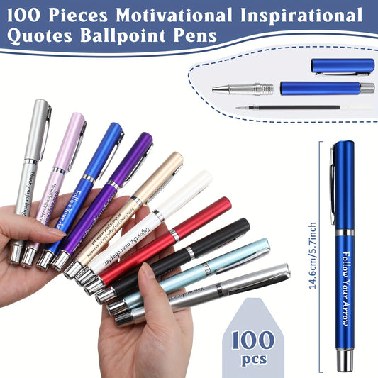 100 Pieces Motivational Pens Bulk Operation Inspirational Quotes Ballpoint Pens With Saying For Back To School Gifts Black Ink Party Favors Pens (Bright Color, Elegant Style)