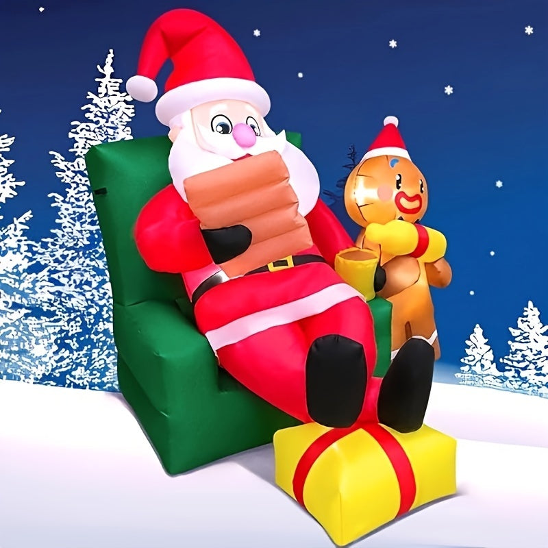 KOOY 5FT Santa Claus Inflatable Decoration, Courtyard Decoration LED Lights Christmas Party Holiday Outdoor Winter Lawn Decoration