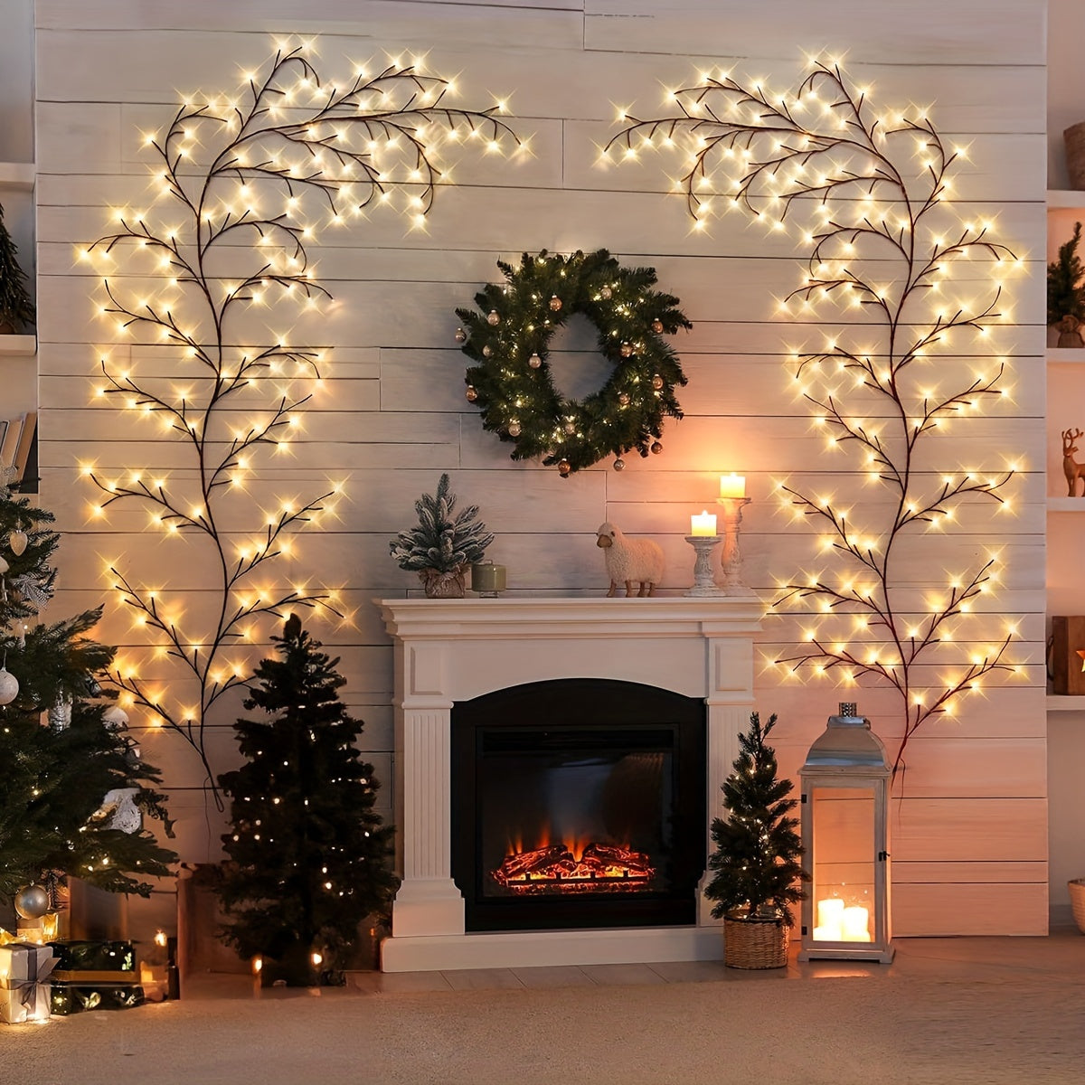 1Pc 72/96LEDS Bendable Willow Vine Lights, White Birch Tree Light, 8Modes Rattan Tree Decorative Light, Night Light, Indoor Atmosphere Decorative Light For Garden Home Living Room, Camping Party Festival, Perfect Gift For Birthday Christmas Halloween