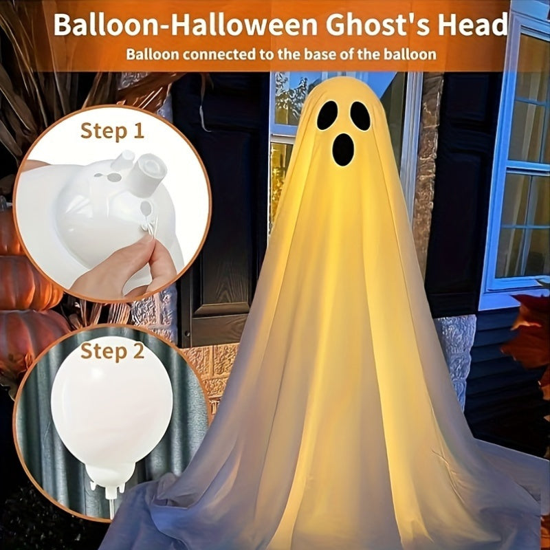 Halloween Ghost Decorations (Set of 2) with LED Lights, AA Battery-Operated, Plastic Outdoor Yard Garden Decor, Easy Assembly, Seasonal Spooky Ambience for Halloween, Christmas, Easter, New Year - Batteries Not Included