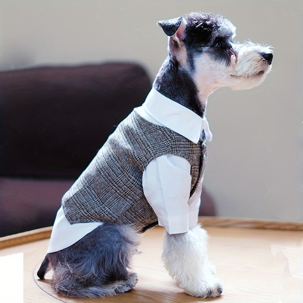 Chic Pet Wedding Vest for Small to Medium Dogs - All-Season Polyester, Button Closure, Shirt Not Included