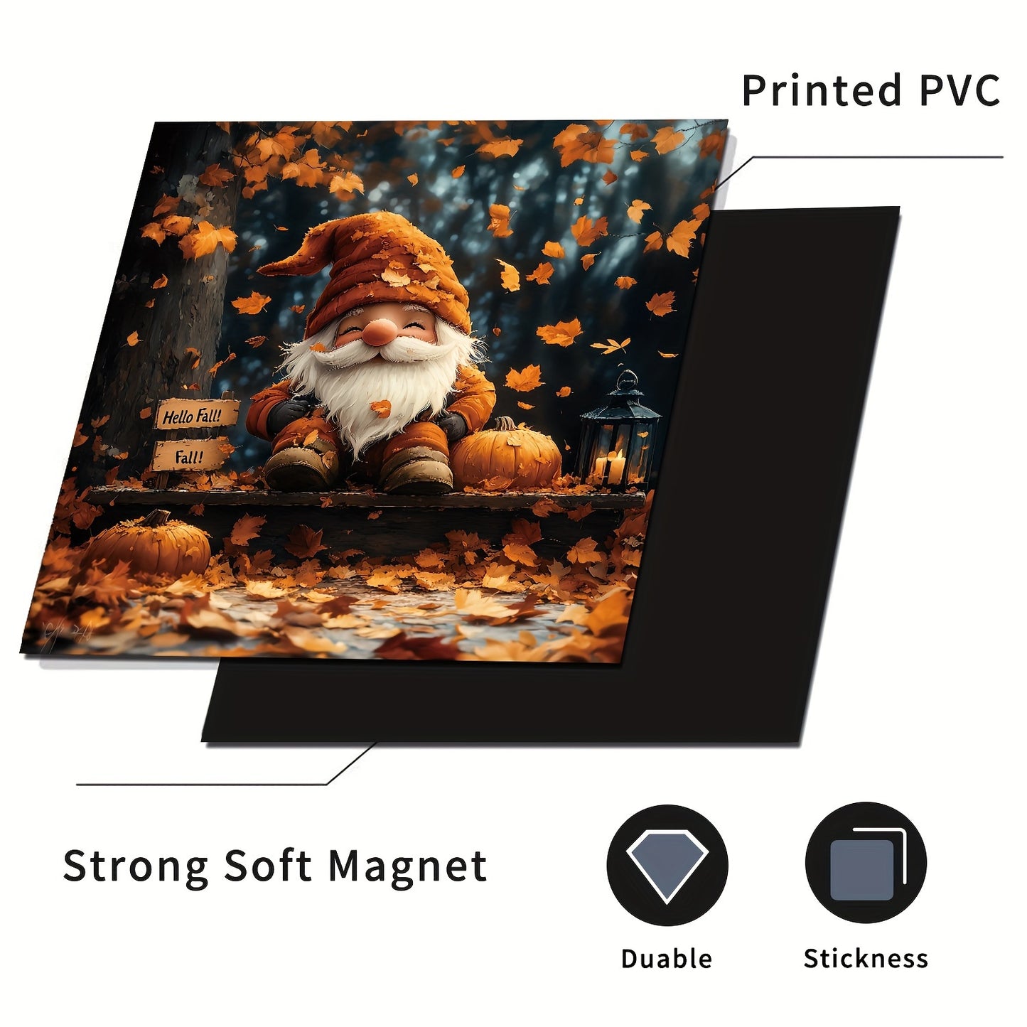 Charming Gnome & Pumpkin Maple Leaf Magnetic Cover - Perfect for Dishwashers, Refrigerators | Easy Clean, No Glue Needed | Ideal for Kitchen Decor | 23.03x25.59 Inches