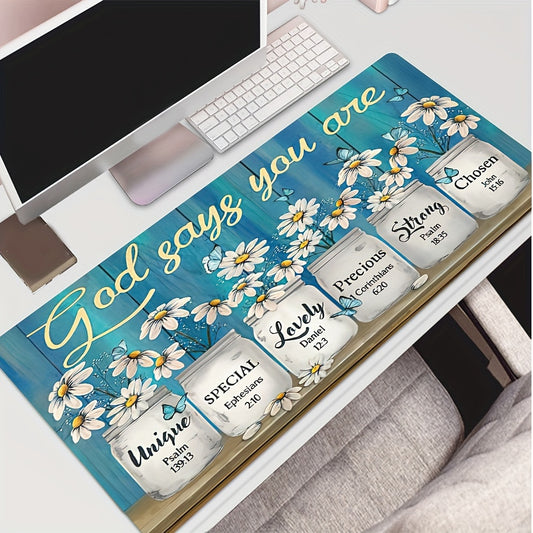 1pc Blue Wooden Boards And White Vases Mouse Pad, Fashion Funny Wording With Flowers Mouse Pad, Anti-Slip Mouse Pad, Computer Console Pad, Suitable For Gaming Halls, Living Rooms, And Offices