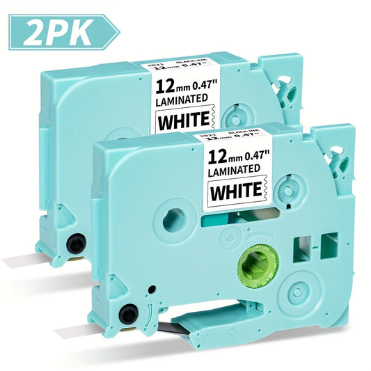 Vixic 2-Pack P3200 Label Maker Tape 3B21 Black On White For Laminated Label Maker Tape For P-Touch PT-D200 D210 H100 1880 Vixic P3200 D210S, TZe-231 TZ-231 12mm 0.47 Inch