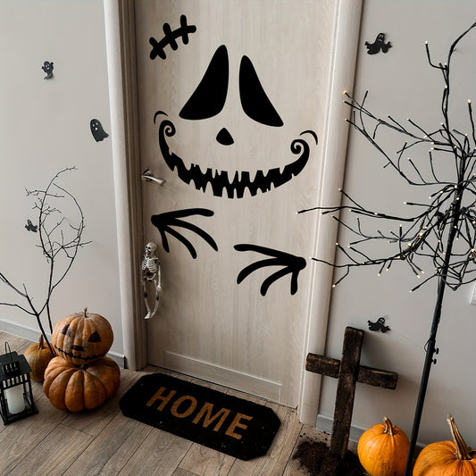 Festive Halloween Door Decal: 11.81x23.62inch Black Sticker with Spooky Design - Self-Adhesive, Reusable, Durable Wall Art for Home Decor