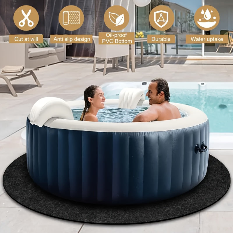 1Pc Round Hot Tub Mat - Anti-Slip, Waterproof Backing, Reusable & Washable Outdoor Pool Protector For Above Ground Pools Hot Tub Accessories Pool Covers For Above Ground Swimming Pool