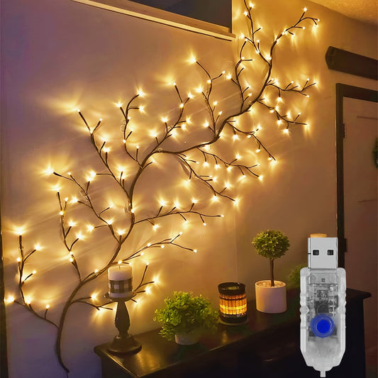 96LEDs Willow Vine Lights For Room Christmas Halloween Decor Indoor Walls Home Decor Artificial Plants Tree Branches Lights