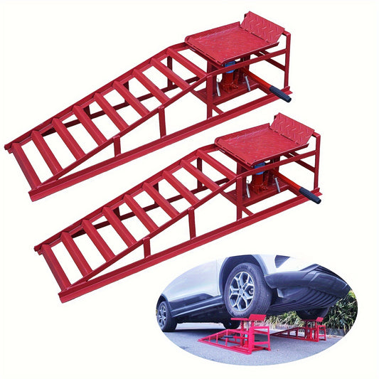 2 Pack Hydraulic High Lift Service Vehicle Ramps 5T Auto Car Truck Service Ramps Lifts Car Ramps 11023 Lbs Heavy Duty Steel Automotive Truck Wheel Ramps For Oil Changes With Support Jack For DIY Repair Stores Auto Beauty Stores