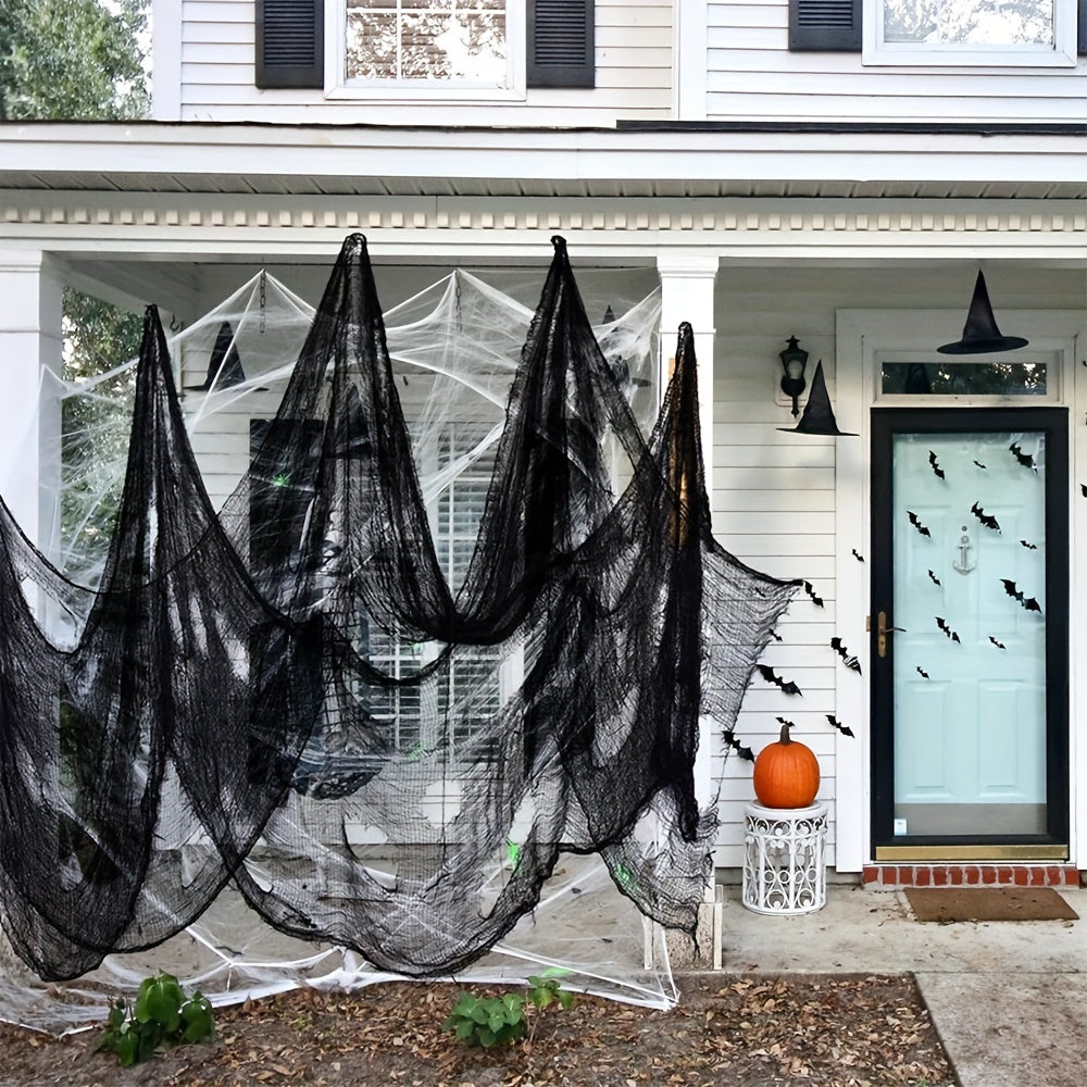 Halloween Spider Web Decoration - 29.92x90.55inch Large Black Cobweb for Haunted House, Party & Home Decor