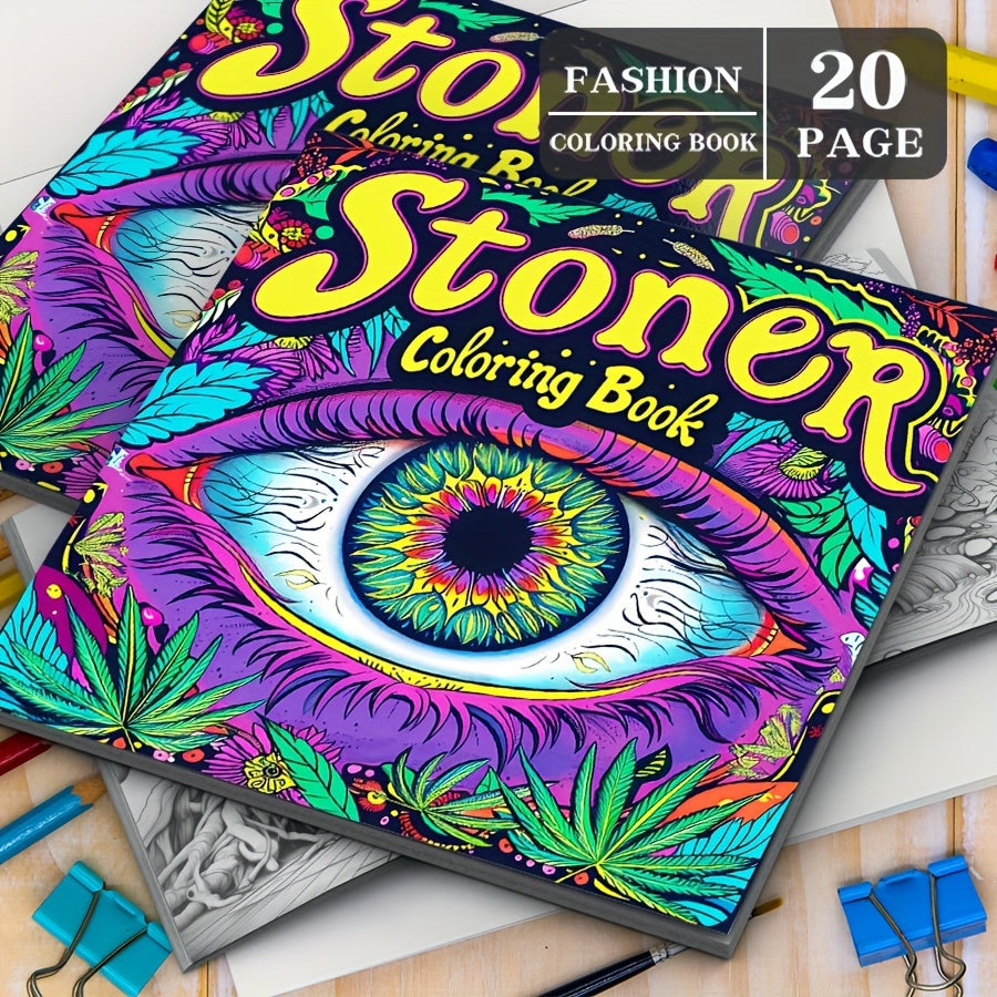 Stoner-Themed Adult Coloring Book (Upgraded Thick Paper, 20 Pages) - Stress Relieving Patterns for Grown-Ups, Ideal for Birthday, Christmas, Halloween & Party Gifts, for Ages 14+