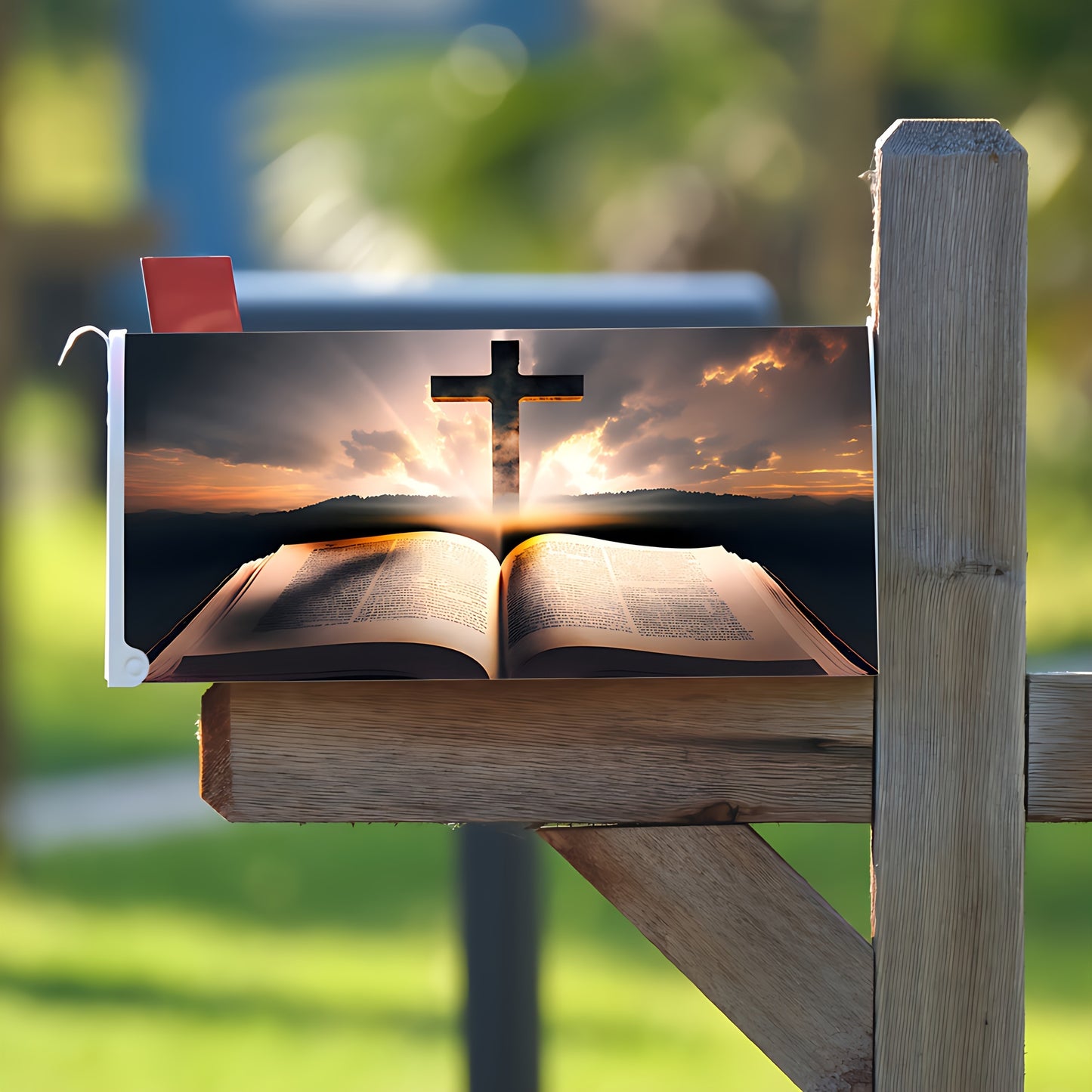 1pc, Bible Themed Mailbox Cover, Holylight Praying Mailwrap Farmhouse Yard Outdoor Decor 21x18in