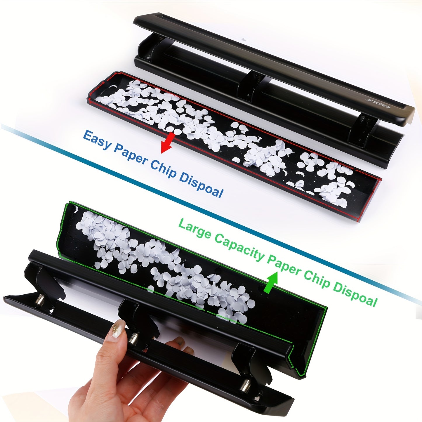 1pc 12 sheet Heavy Duty Eagle 3 Hole Punch - All-Metal Construction, High Punching Capacity for Efficient Paper Punching