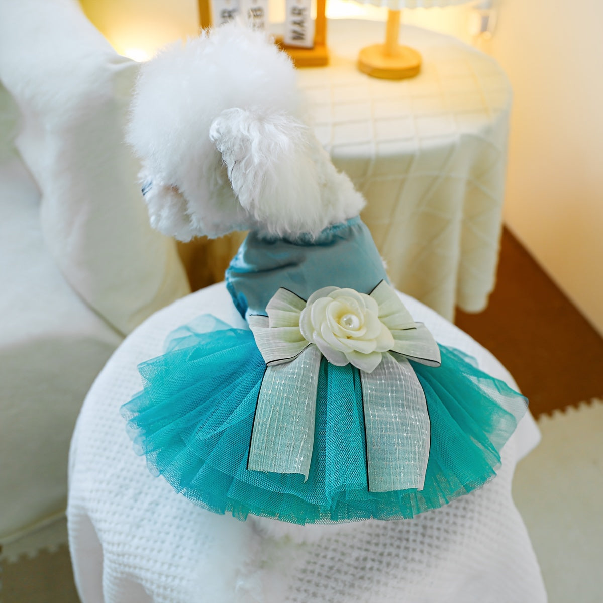 Dog Dreamy Wedding Dress, Blue Princess Dress For Pets, Wedding Dress Dog Clothes