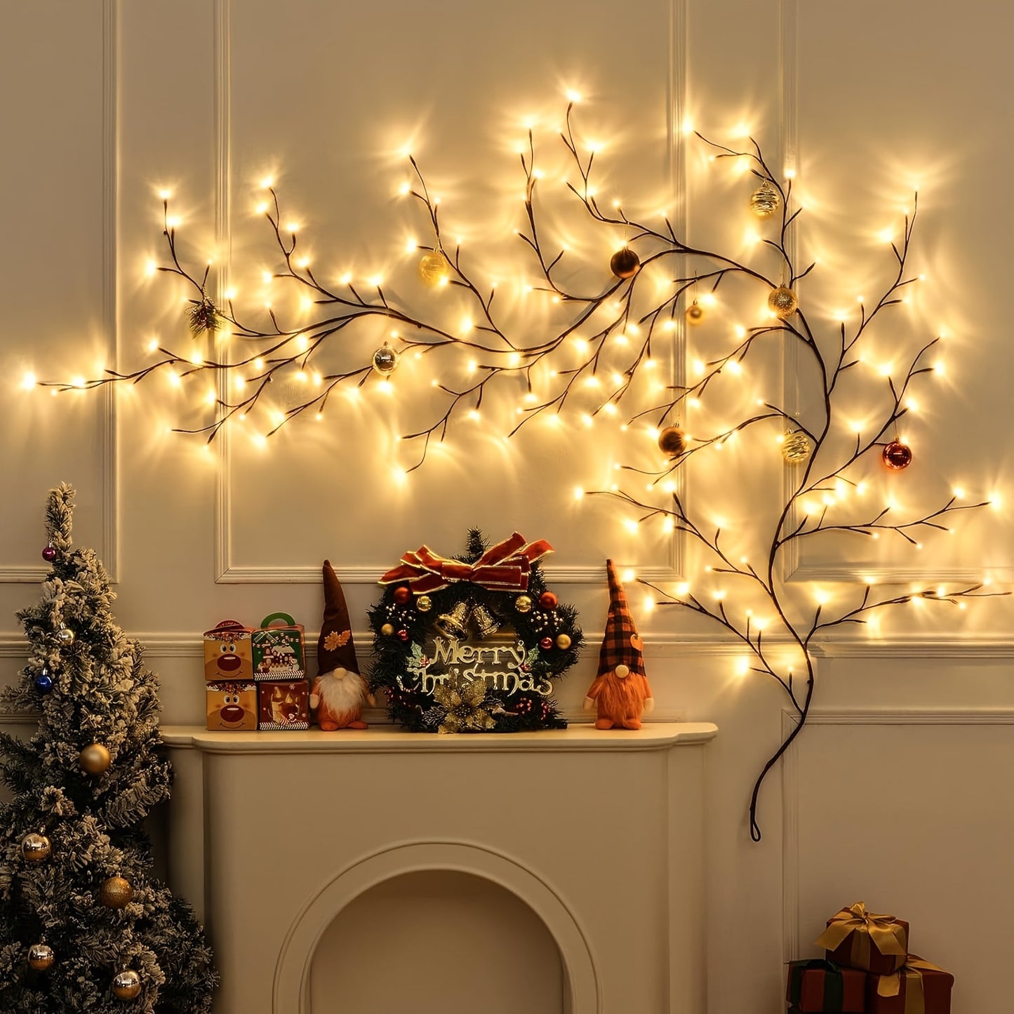 96LEDs Willow Vine Lights For Room Christmas Halloween Decor Indoor Walls Home Decor Artificial Plants Tree Branches Lights